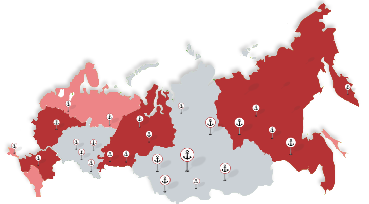 Обширная сеть складов по всей России